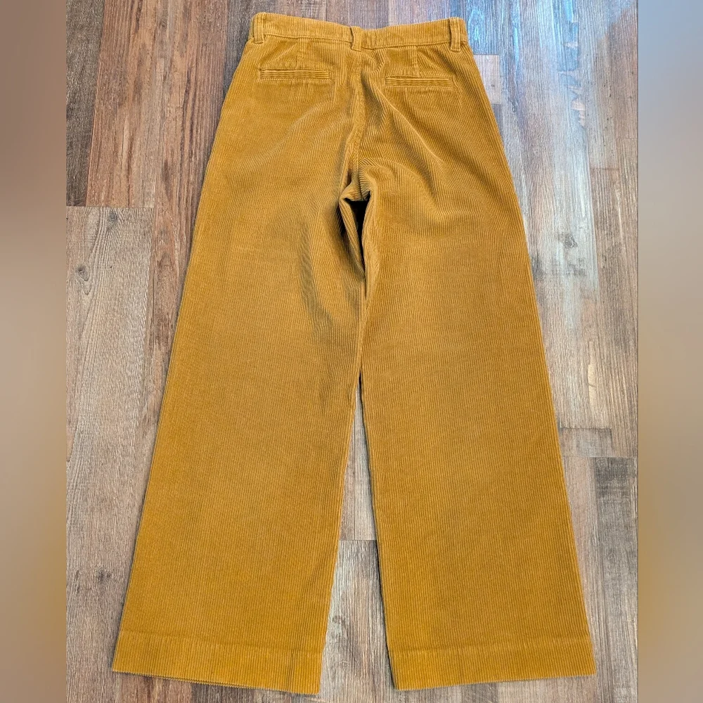 Everlane Corduroy Wide Leg Pants Trousers High Rise Mustard Brown Cotton Sz 2 - Picture 4 of 15